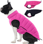 Lelepet Reversible Dog Coat Windproof Dog Puffer Jacket Lightweight Vest | Warm Puffer Vest for Winter Coats for Small Dogs Adjustbale Hook & Loop Pet Apparel with Leash Hole, Chihuahua, Rose Red, XS