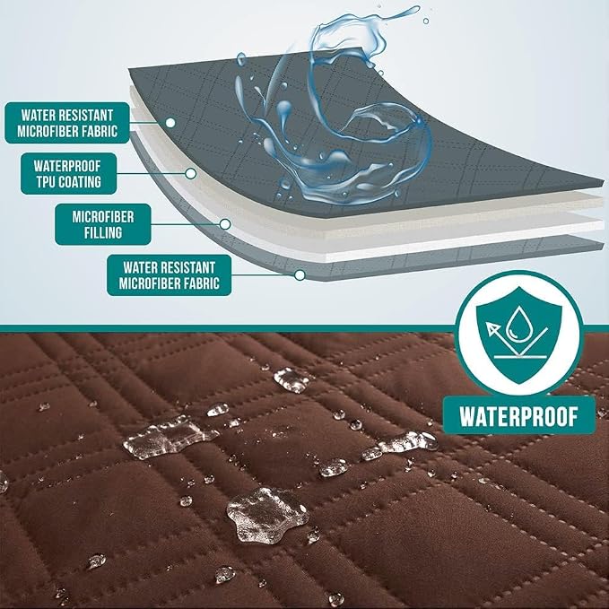 PetAmi Waterproof Couch Cover for Dog Nonslip Bed Sofa Blanket, 68x82 Brown | Leakproof Furniture Protector for Pet Cat, Machine Washable Pee Proof Mat for Chair Car Seat, Durable & Anti Slip Backing