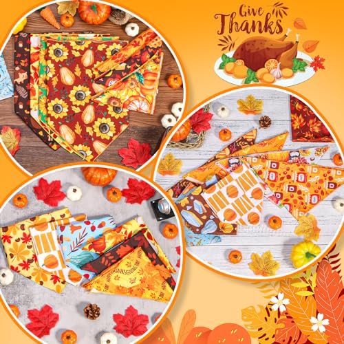 60 Pcs Fall Thanksgiving Dog Bandanas Bulk Adjustable Dog Scarves Pumpkin Turkey Puppy Bandanas Autumn Pet Neckerchief Washable Holiday Bandana for Small Medium Large Dog Pet Grooming Accessories - Image 5