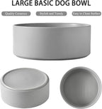 8'' Ceramic Raised Dog Bowl - 70Oz Dog Food & Water Bowl with Elevated Non-Slip Bamboo Stand, Dishwasher & Microwave Safe, Anti Vomiting Heavy Duty Pet Bowl for Medium and Large Dogs, Grey