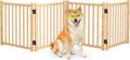 Wooden Freestanding Dog Gate Indoor - 23" H 4 Panels | No-Painted Foldable Pet Gates, Portable Folding Puppy Fence for Doorways, Stairs, Hallways