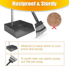 TOOGE Larger Pooper Scooper for Large Dogs Long Handle Stainless Metal | Dog Pooper Scooper for Large Medium Small Dogs Tray and Rake Set Heavy Duty