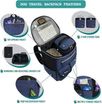 PetAmi Dog Travel Bag Backpack, 27L Airline Approved Pet Supplies Organizer with 2 Food Containers, 2 Collapsible Bowls & Poop Bag Dispenser, Weekend Road Trip Camping Dog Mom Gift, Navy Blue