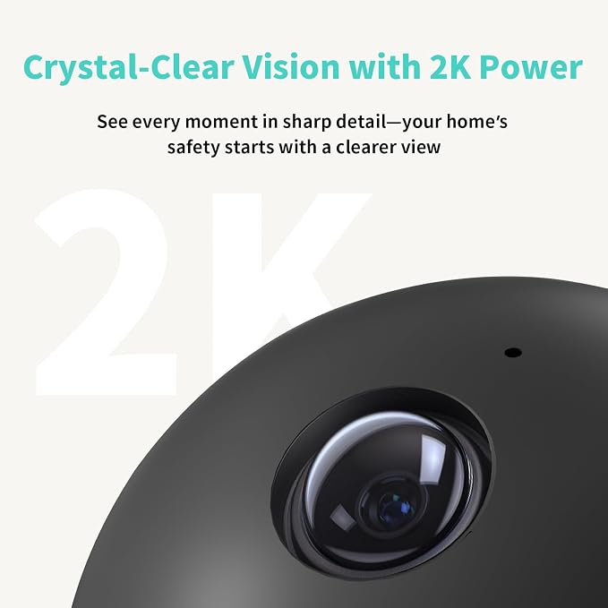 2K Indoor Security Camera, 360° Pan/Tilt AI Human Pet Motion Security Camera, 2.4/5 GHz Night Vision Camera, 2 Way Audio, Compatible with Alexa Google Assistant (3 Months of Cloud Storage)