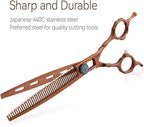 Chunkers Dog Grooming Scissors 7.5'' Professional Thinning Shears for Dogs Pet Grooming Scissors 70% Thinning Rate 21 Teeth High Cobalt Alloy Steel for Groomers(7.5,Chocolate Chunker)