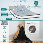 PetAmi Waterproof Dog Blanket for Couch, Pee Proof Reversible Cat Blanket for Sofa Bed Furniture Protector, Soft Fleece Washable Pet Throw for Dogs Cats Puppies Kittens, 60x80 Black Gray