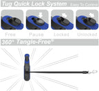 TUG 360° Tangle-Free Retractable Dog Leash with Anti-Slip Handle | 16 ft Strong Nylon Tape | One-Handed Brake, Pause, Lock (Medium, Blue)