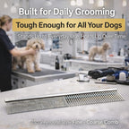 Warren London Copper Greyhound Style Everyday Dog Comb – 7.5" Professional Grooming Comb with Rounded Pins, Fine & Coarse Teeth, Smooth Glide Detangling & Coat Finishing Comb