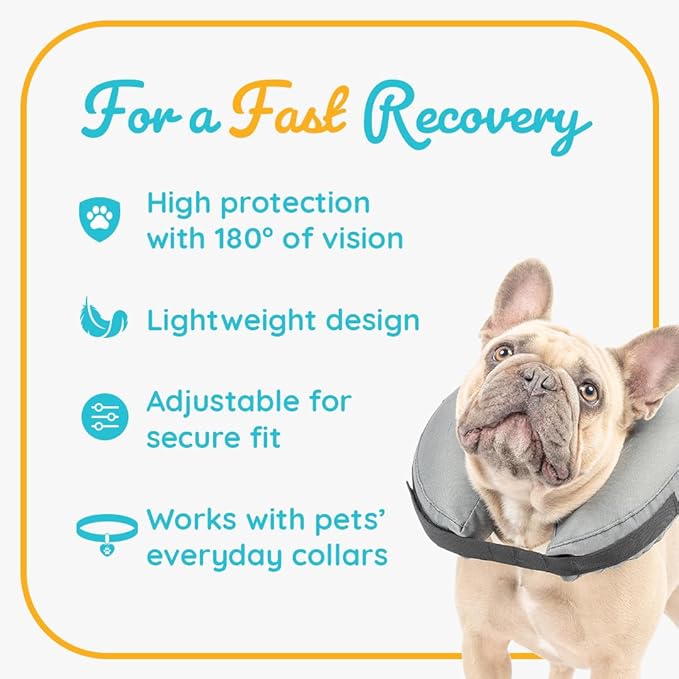 ZenPet Recovery Inflatable Collar for Dogs & Cats – Soft, Comfortable, Safe & Stress-Free Healing Alternative E-Collar After Surgery, Adjustable Donut Design, Secure Fit (X-Small)