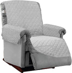 Sofa Shield® Couch Recliner Covers for Dogs, Reversible Furniture Protector with Strap, Stain and Tear Resistant Cushion Cover, 28 inch Seat, Machine Washable Slipcover Pets, Cats, Light Gray