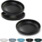 Ceramic Cat Bowls - Shallow Dishes for Food and Water, 6 Inch Matte Finish Wide Cat Food Bowl, Whisker Fatigue Free Pet Puppy Kitten Bowl Set of 3, Dishwasher Safe