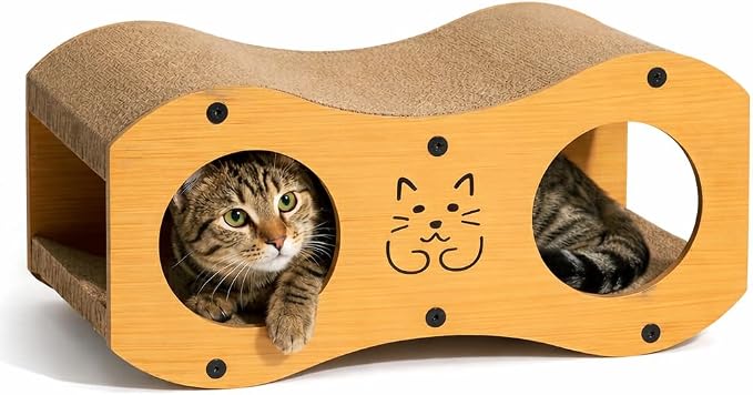 Cat Scratcher | Cardboard Cats Scratcher House | 23-Inch Cat Scratcher for Indoor Cats | Wavy Scratcher for Play, Scratch and Rest | Kitten Scratching Board Pad | Multi-functional lounge and play tunnel, durable corrugated pad, furniture protection, sa...