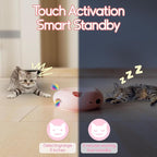 Interactive Cat Toy, Pink | Electric for Moving Concealed Feathers, Smart Sensor 7 Holes Whack a Mole Feather Toy, USB Charge Automatic