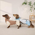 Dachshund Dog Raincoat with Legs, Waterproof Full Body Jacket, Hooded Outdoor Windbreaker for Small & Medium Dogs, Mini Dachshund Puppy Coat (Brown,M(13-17 lbs))