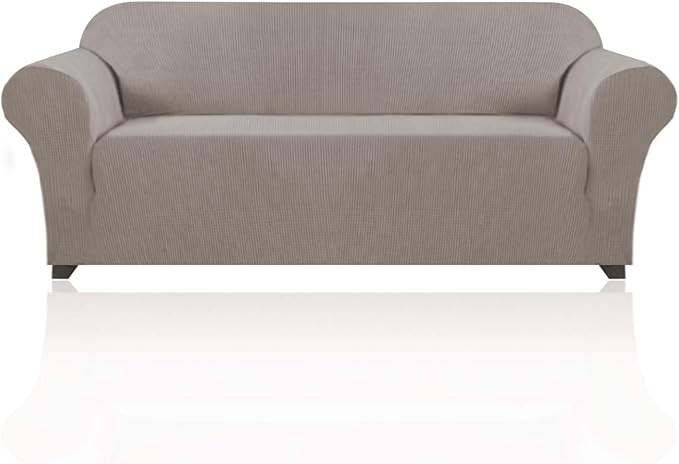 Oversized Stretch Sofa Cover Slipcover 1-Piece, Spandex Jacquard Fabric Universal Couch Cover for 3 Cushion, Washable Non Slip Sofa Cover, Pet Friendly(XL Sofa 101"-110", Taupe)