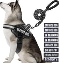 Service Dog Vest Harness and Leash Set, Animire in Training Dog Harness with 10 Dog Patches, Reflective Dog Leash with Soft Padded Handle for Small, Medium, Large, and Extra-Large Dogs (Black,XL)