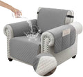 100% Waterproof Couch Cover for Dogs with Non-Slip & Side Pockets 23", Furniture Protector Sofa Covers, Washable Cushion Covers for Pets Kids Cat-Armchair Newgrey