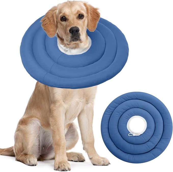IDOMIK Dog Recovery Collar, Waterproof Soft Dog Cone After Surgery | Comfy Protective Elizabethan Collar Alternative for Dogs Cats, Adjustable Pet Neck Donut Cone Anti-Licking Wounds,Navy,2XL