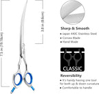 HASHIMOTO Curved Dog Grooming Scissors, 7.5 inch, Trimming Face and Paws | Sharp, Lightweight, 440C Stainless Steel, 30 Degree of Curved Blade