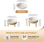 Havniva Elevated Cat Bowls, Ceramic Cat Bowl with Bamboo Stand Wide Opening | 5.7” Raised Cat Food Bowls, Whisker Friendly Cat Dish, Anti-Slip Cat Water Bowls, Shallow Cat Bowls, Cat Food & Water Bowl