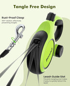 Pecute Chew Proof Retractable Dog Leash 16.4ft for Dogs 11-66 lbs | Heavy Duty Dog Leash Retractable with Steel Anti-Chew Cable, Lightweight, Non-Slip Grip, Built-in Poop Bag Holder, Reflective