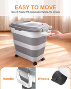 25-28Lbs Dog Food Storage Container Airtight,Collapsible Pet Food Storage | Dog Food Container with Handle,Wheels,Double Airtight Seal Fresh,Save Space,Pest/Mouse-proof,Small Cat Food Container,Scoop