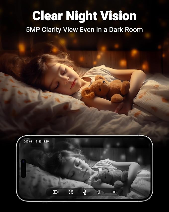 MUBVIEW 5MP Indoor Pan-Tilt Security Cameras, Dual-Band WiFi, 2-Pack | Phone app, for pets and baby rooms, night vision, 24/7 recording, 2-way audio, motion tracking