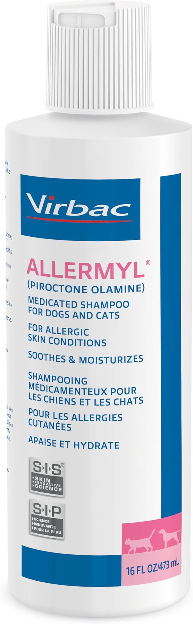 Allermyl Piroctone Olamine Medicated Pet Shampoo - Hypoallergenic Shampoo for Dogs and Cats, Soothing and moisturizing Dog Shampoo for Allergic Skin (by Virbac)