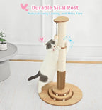 Made4Pets Tall Cat Scratching Post for Indoor Cats with Self Groomer, 33.6" | Tall Natural Sisal Scratching Post, Cat Scratcher with Stable Base and Interactive Ball Track for Adult and Large Indoor Cats