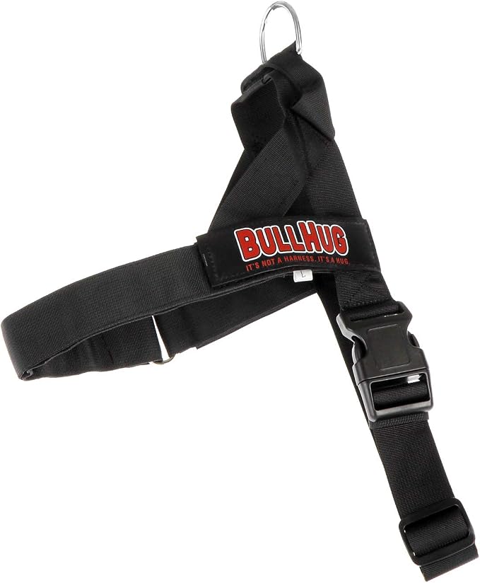 BULLHUG Adjustable Dog Harness– No Pull, No Choke – for English Bulldogs, French Bulldogs, Pugs & Broad-Chested Breeds – Easy, Safe Walks (Black, Small)