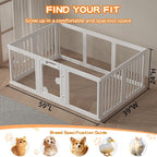 Clear Acrylic Dog Playpen with Door, DIY Custom Free Combination Pet Fence, 24" H 10 Panels, Non-Slip Stable Base, Easy to Set Up & Clean Plastic Play Yard for Dogs, Cats and Small Pets（White）