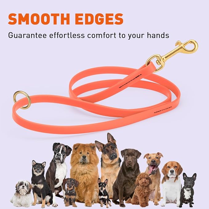Viper Biothane K9 Working Dog Leash Waterproof Lead for Tracking Training Schutzhund Odor-Proof Long Line with Solid Brass Snap for Puppy Medium and Large Dogs 6ft, Coral