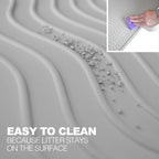 PetFusion ToughGrip Waterproof Cat Litter Matt with Inner Channels & Raised Outer Lip | XL | Premium Grade Silicone | Housebreaking Cat Supplies Needs