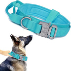 Tactical Dog Collar for Large Dogs with Control Handle,Blue,XL | 1000D Heavy-Duty Nylon Fabric,Quick-Release Metal Buckle,Adjustable Fit,Soft-Padded Webbing,D-Ring,for Training & Hiking