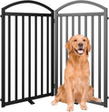SNUOWU 2 Panels Full Matel Freestanding Dog Gates, 48" Extra Wide 36" Tall Free Standing Dog Pet Gate for Indoor & Outdoor. Foldable Pet Fences for Doorways, House, Stairs, Porch, Deck, Yard
