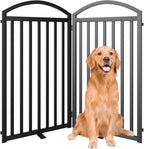 SNUOWU 2 Panels Full Matel Freestanding Dog Gates, 48" Extra Wide 36" Tall Free Standing Dog Pet Gate for Indoor & Outdoor. Foldable Pet Fences for Doorways, House, Stairs, Porch, Deck, Yard