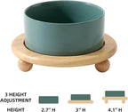 Havniva Raised Cat Bowl 6.1” Elevated Ceramic Cat Food and Water Bowl | Cat Bowls Elevated, Whisker Friendly Cat Bowl, Non-Slip Wood Stand, Food-Grade Ceramic, Wide Opening, Dishwasher Safe