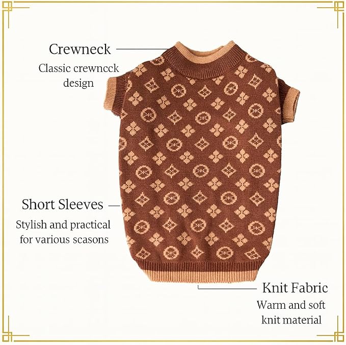 Dog Sweater for Small Dogs, Designer Dog Clothes, Luxury Chewy Pawtton Knit | Designer dog clothes for small dogs with soft knit comfort, luxury styling and easy pullover fit for Yorkies in cold weather.