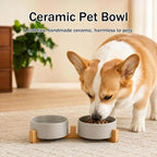 MateeyLife Ceramic Dog and Cat Bowls with Stand, 2-Pack Food and Water Bowl Set - Non-Slip Pet Bowls for Cats,Puppies and Small Dogs, 13.5OZ（Grey）