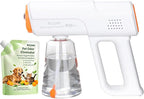 RIZZARI Cordless Pet Odor Control Spray Bundle, Rechargeable Nano Mist Sprayer with 500ml Pet-Safe Deodorizer for Cat Litter Boxes, Dog Beds, Carpets & Home Pet Areas