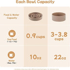 Havniva Elevated Slow Feeder Dog Bowls, Ceramic Dog Bowl Slow Feeder Set | 0.9 Cups Raised Slow Feeding Bowl for Small Breed, 6.1” Dog Water Bowl with Wooden Stand, Puzzle Dog Slow Feeder, Non-slip