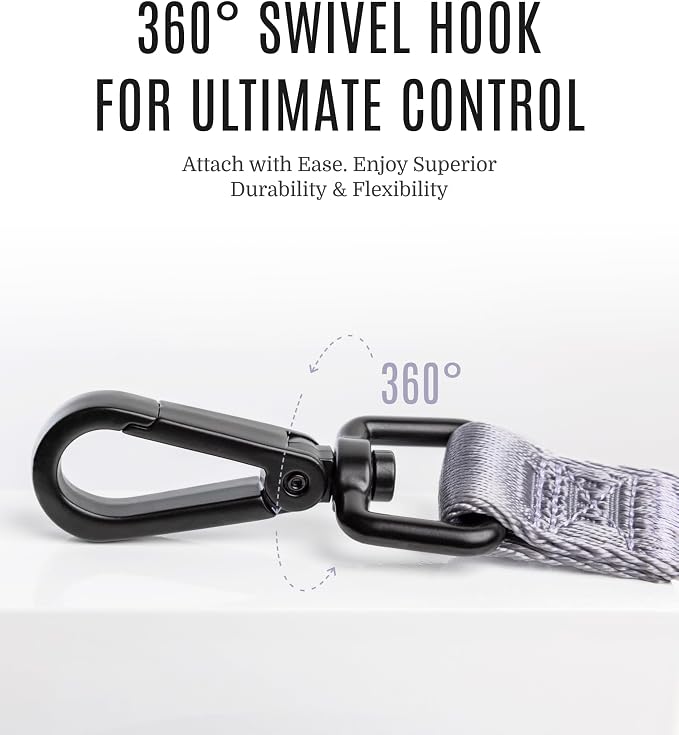 Fei & Eve Classic Dog Leash | Soft-Touch 210D Nylon, Dual Padded Handles, Traffic Handle, Tangle-Free, Heavy Duty, Twilight Gray, 4FT