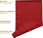 Hubulk Dog Feeding Mat,100% Waterproof Food Grade Silicone Pet Food and Water Bowl Placemat,Dishwasher, High Raised Edge to Prevent Spills,Nonslip Tray to Stop Messes on Floor (24"x16"x0.5", Red)