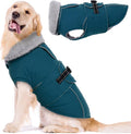 Lelepet Dog Coats for Large Dogs Waterproof Dog Jacket with Adjustable Fit | Winter Jacket Reflective Pet Fleece Vest Windproof Cold Weather Coats with Adjustable Buckle & Leash Hole, Dark Green, XXXL