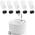 Ceramic Cat Water Fountain, 2.2L/74oz Cat Fountains for Drinking Indoor, Pet Water Fountain with Ultra-Quiet Pump (Fountain+5 Filters & 5 Sponges)