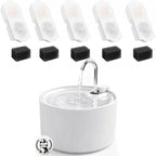 Ceramic Cat Water Fountain, 2.2L/74oz Cat Fountains for Drinking Indoor, Pet Water Fountain with Ultra-Quiet Pump (Fountain+5 Filters & 5 Sponges)
