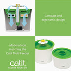 Catit Flower Fountain with Triple Action Filter, Cat Drinking Water Fountain, 3 L, Green | Cat Drinking Water Fountain