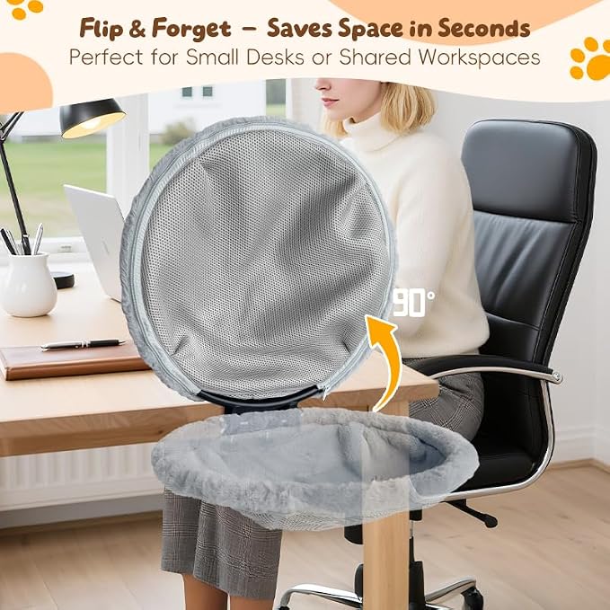 Cat Bed for Desk |2 Machine-Washable Covers |Foldable Cat Bed Desk Mount | Supports 50lbs|Space-Saving Foldable Cat Bed Desk|Reinforced support for jumping and sudden movements