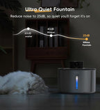 Stainless Steel Cat Water Fountain, 152fl.oz / 4.5L Cordless Cat Fountain | with 5 Filters Set; Wireless Pet Fountain; 5000mAh Battery; Indoor; Triple Water Modes; 25 dB Ultra-Quiet