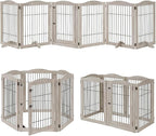 unipaws 132" Extra Wide Dog Gate and Pet Playpen with Walk Through Door | Free Standing Tall Dog Fence, Barriers for Home, Use as Indoor Dogs Cats Pen, Rabbit Pen, Weathered Grey